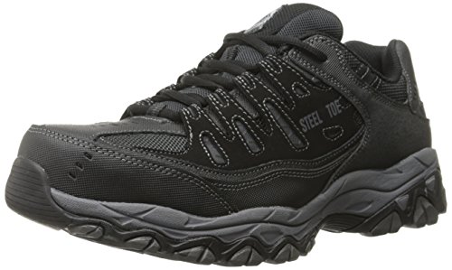 Skechers For Casual Steel Toe Work Sneaker, Black/Charcoal, 9.5 M US