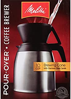 Melitta Coffee Maker, 10 Cup Pour- Over Brewer with Stainless Thermal Carafe, Steel Carafe - Package Might Vary (60 OZ)