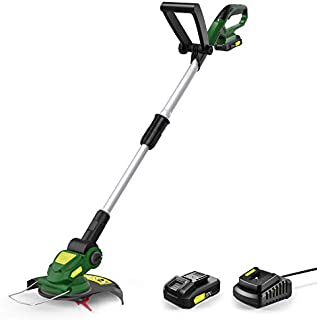 Cordless String Trimmer - Electric String Trimmer/Edger Battery Powered, 20V Weed Eater with Battery & Charger, Grass Trimmer for Multi-Angle Adjustment Cutting, Lightweight Lawn Trimmer for Mowing