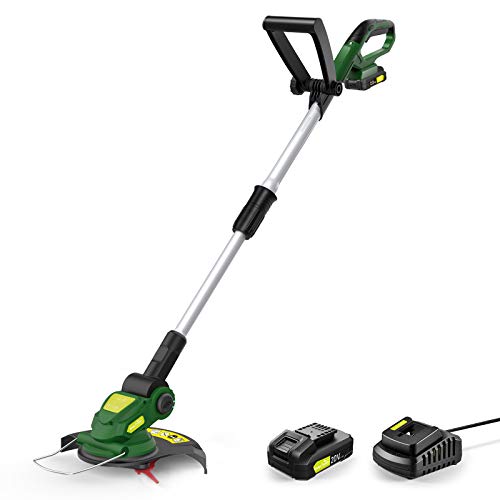 Cordless String Trimmer - Electric String Trimmer/Edger Battery Powered, 20V Weed Eater with Battery & Charger, Grass Trimmer for Multi-Angle Adjustment Cutting, Lightweight Lawn Trimmer for Mowing