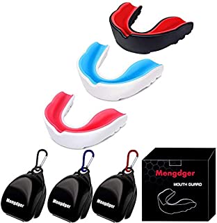 Mengdger Youth Mouth Guard Football Moldable MouthGuard Sports Kids Boys Mouthpiece Teeth Protective Braces EVA Double Colored for MMA Boxing Rugby Kickboxing Taekwondo Softball Lacrosse(3 Pack)