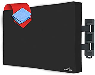 Outdoor TV Cover - 55/58 inch Black Weatherproof & Waterproof Universal Television Protector for Flat Screen LED, LCD TV Screens w/Sealed Fit & Remote Storage - Fits Standard Mounts & Stands