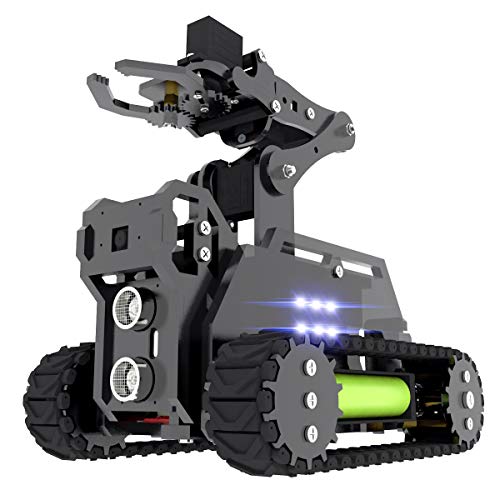 Adeept RaspTank WiFi Wireless Smart Robot Car Kit for Raspberry Pi 4 3 Model B+/B, Tank Tracked Robot with 4-DOF Robotic Arm, OpenCV Target Tracking, Video Transmission, Raspberry Pi Robot with PDF