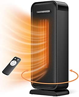 Taotronics TT-HE001 Space Heater, 1500W Electric Portable Fast Heating Widespread Oscillation ECO Mode 12 Hrs Timer with Remote Control for Indoor Use Home, Small, Black