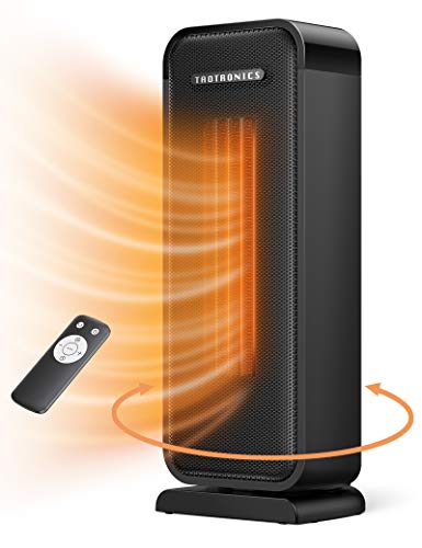 Taotronics TT-HE001 Space Heater, 1500W Electric Portable Fast Heating Widespread Oscillation ECO Mode 12 Hrs Timer with Remote Control for Indoor Use Home, Small, Black