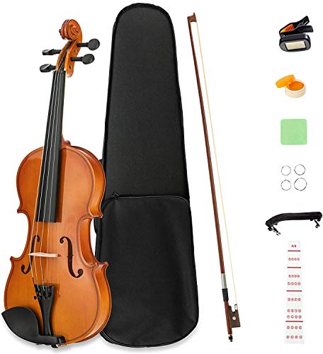 LAGRIMA 3/4 Beginner Violin,Violin Notes Sticker, Handcrafted Acoustic Violin Beginner Kit, Case, Bow, Tunner,Rosin and Chin Rest