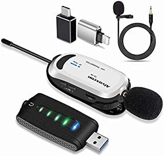 Wireless lavalier Microphone Compatible with iPhone & Computer -Alvoxcon USB Lapel Mic System Compatible with MacBook, PC, Laptop, Zoom, Podcast, Vlog, YouTube Video, Vocal Recording