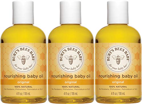 Burt's Bees Baby Nourishing Baby Oil, 100% Natural Baby Skin Care - 4 Ounce Bottle - Pack of 3