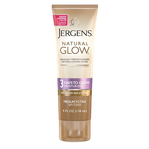 Jergens Natural Glow 3-Day Self Tanner, Sunless Tanner for Fair to Medium Skin Tone, Sunless Tanning Lotion Daily Moisturizer, for Streak-free Color, 4 Ounce