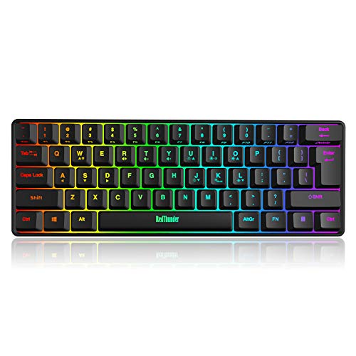 RedThunder 60% Wired Gaming Keyboard, RGB Backlit Ultra-Compact Mini Keyboard, Quiet Ergonomic Water-Resistant Mechanical Feeling Keyboard for PC, MAC, PS4, Xbox ONE Gamer