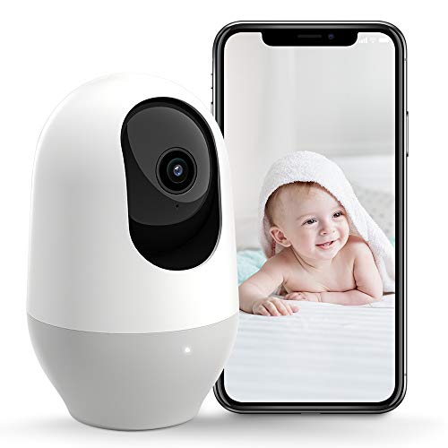 Nooie Baby Monitor, WiFi Pet Camera Indoor, 360-degree Wireless IP Nanny Camera, 1080P Home Security Camera, Motion Tracking, IR Night Vision, Works with Alexa, Two-Way Audio