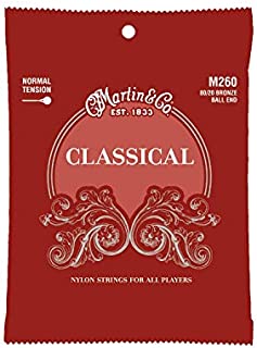 Martin Guitar Classical M260, Nylon Normal Tension 80/20 Bronze Ball End Acoustic Guitar Strings