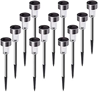 Solar Lights Outdoor, 12Pack Stainless Steel Outdoor Solar Lights - Waterproof, LED Landscape Lighting Solar Powered Outdoor Lights Solar Garden Lights for Pathway Walkway Patio Yard & Lawn-Cool White