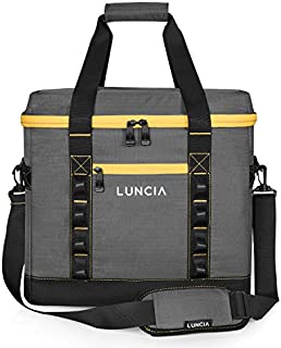 LUNCIA Collapsible Large Cooler Bag, 60-Can Sand-Free Insulated Leakproof Soft Sided Portable Cooler Bag Waterproof for Road Trip, Grocery Shopping, Camping and Picnic