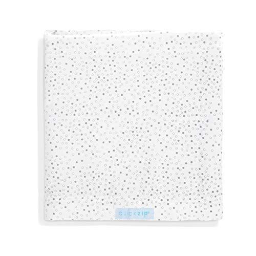 QuickZip Crib Extra Zip-On Sheet (SecureFit Wraparound Base Not Included) - Faster, Safer, Easier Baby Crib Sheets - Gray Dot 100% Cotton - Fits All Standard Crib Mattresses
