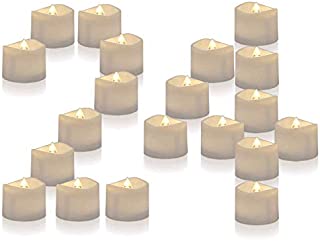 Homemory Battery Operated LED Tea Lights, Pack of 24, Flameless Votive Tealights with Warm White Flickering Bulb Light, Small Electric Fake Tea Candle Realistic for Wedding, Table, Gift, Outdoor