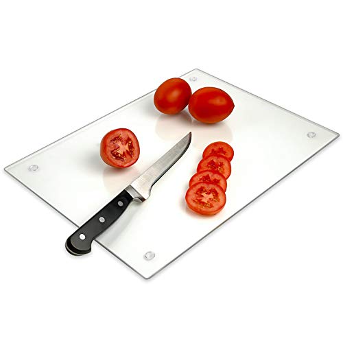 Tempered Glass Cutting Board  Long Lasting Clear Glass  Scratch Resistant, Heat Resistant, Shatter Resistant, Dishwasher Safe. (Large 12x16