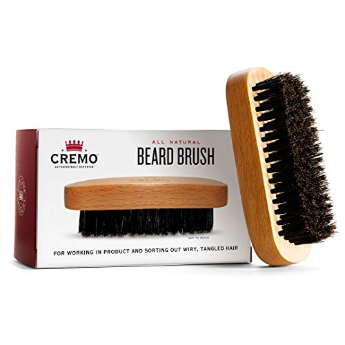 Cremo 100% Boar Bristle Beard Brush With Wood Handle To Shape, Style And Groom Any Length Facial Hair