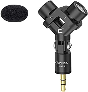 Stereo Microphone, Comica CVM-VS10 XY Cardioid Condenser Directional Mini Video Microphone for Canon Sony DSLR Camera, Camcorder and GoPro Hero Camera (TRS 3.5mm Jack)