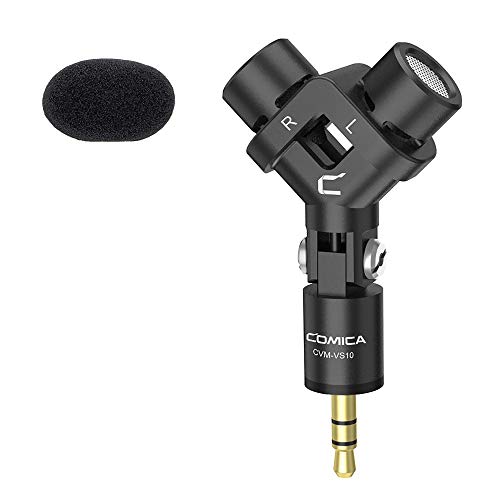 Stereo Microphone, Comica CVM-VS10 XY Cardioid Condenser Directional Mini Video Microphone for Canon Sony DSLR Camera, Camcorder and GoPro Hero Camera (TRS 3.5mm Jack)