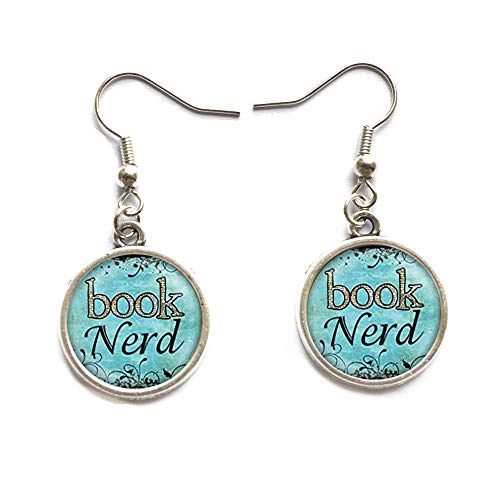 Book Nerd Stud Earrings Glass Art Print Jewelry Charm Gifts for Her or Him Book Lover Teacher Librarian.D0050