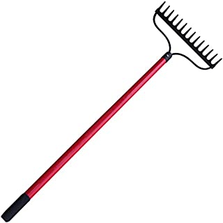 TABOR TOOLS J205A Level Head Rake with Strong Long 54 Inch Fiberglass Handle, 14-Tine Garden Rake.