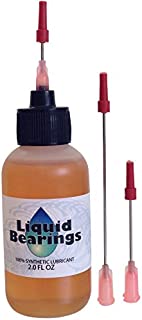 Large 2 oz. bottle of Liquid Bearings with Extra-Long 3  needle tip, the superior 100%-synthetic oil for Grandfather clocks or any clocks, frees sticky or rusty mechanisms, never becomes gummy!