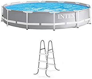 Intex 12 Foot Prism Frame Above Ground Swimming Pool w/ Pump & Pool Ladder