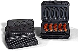 Johnsonville Sizzling Sausage Grill Plus  Sear Sausages and Brats to Perfection  Removable Cooking Plates  Customized Plates for Links or Patties  Dishwasher Safe  Temperature Probe