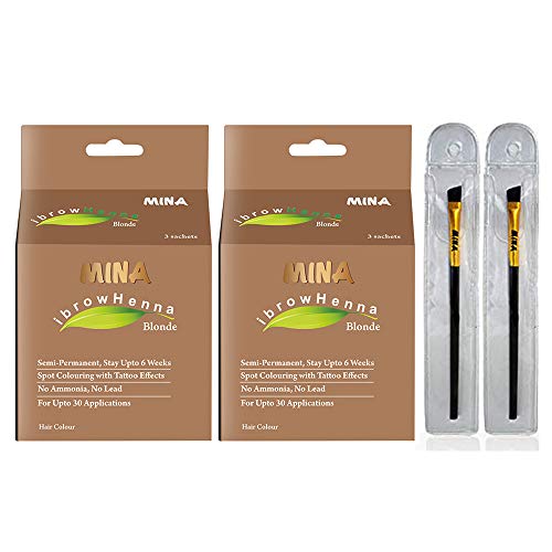 MINA ibrow Henna Blonde Regular Pack with Free Mina hair brush tangled (2 PCS)