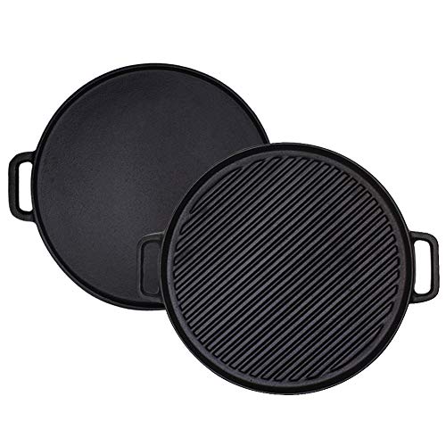 Cast Iron Reversible Grill/Griddle,12-Inch Double Handled Cast Iron Stovetop Grill/Griddle