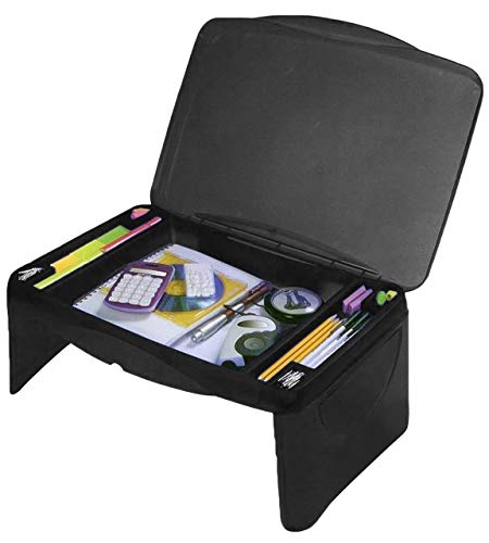 Folding Lap Desk, Laptop Desk, Breakfast Table, Bed Table, Serving Tray - The lapdesk Contains Extra Storage Space and dividers & Folds Very Easy, Great for Kids, Adults, Boys, Girls, (Black)