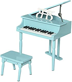 HOMCOM Modern Kids Piano 30 Keys Set of 2 Mini Toy for Child Grand Piano with Music Stand and Bench, Best Gifts Green