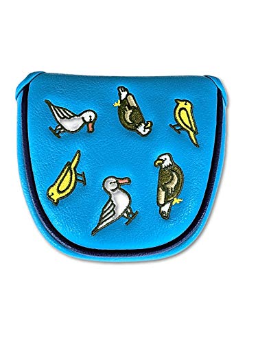 E9golf - Fore The Birds Mallet Putter Cover - Fits Mallet Style putters from Ping, Scotty Cameron, Odyssey (Blue)