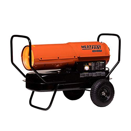 HeatFast HF125K Portable Home, Jobsite, Construction Site Forced Air Kerosene/Diesel Salamander Torpedo Space Heater with Thermostat Temperature Control, 125,000 BTU, orange