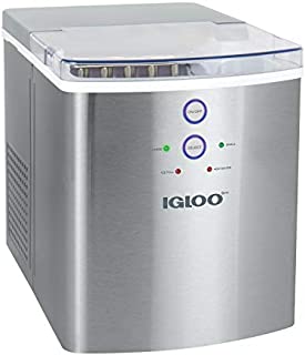 Igloo ICEB33SS Large-Capacity Stainless Steel Automatic Portable Electric Countertop Ice Maker Machine, 33 Pounds in 24 Hours, 9 Cubes Ready in 7 minutes, With Scoop and Basket