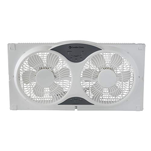 CCC Comfort Zone Twin Window Fan with Remote | 3 Speed, High Velocity, Dual Blade Fans