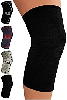 SB SOX Compression Knee Brace - Great Support That Stays in Place - Perfect for Recovery, Crossfit, Everyday Use - Best Treatment for Pain Relief, Meniscus Tear, Arthritis (Solid - Black, Large)