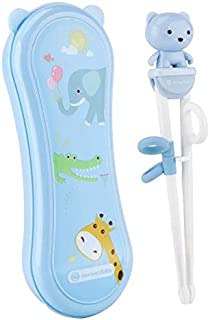 Goryeo Baby Training Chopsticks for Kids - Kids Chopsticks Use Completely Harmless Material - Anti-dislocation Buckle Design - Includes Portable Box (Blue)