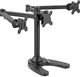 VIVO Triple LED LCD Computer Monitor Free Standing Desk Mount with Base, Heavy Duty Fully Adjustable Stand for 3 Screens up to 32 inches, STAND-V103F