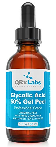 Glycolic Acid 50% Gel Peel with Chamomile and Green Tea Extracts - Professional Grade Chemical Face Peel for Acne Scars, Collagen Boost, Wrinkles, Fine Lines - Alpha Hydroxy Acid - 1 Bottle of 1 fl oz