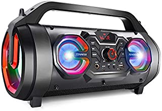 Portable Bluetooth Speakers, 30W Loud Outdoor Speakers with Subwoofer, FM Radio, RGB Colorful Lights, EQ, Stereo Sound, 10H Playtime Boombox Wireless Speaker for Home, Party, Camping, Travel