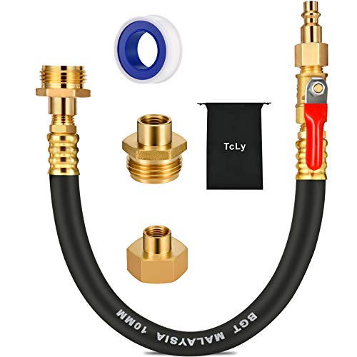 TcLy RV Winterizing Kit Sprinkler Blowout Adapter 16 Inch Camper Air Compression with Shut Off Valve Water Blow Out Plug Antifreeze Winterization Set Quick Connect Air Nozzle for Boat Trailer