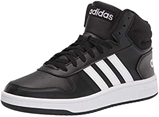 adidas Men's Hoops 2.0 Mid Basketball Shoe, Black/White/White, 9