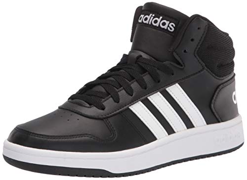 adidas Men's Hoops 2.0 Mid Basketball Shoe, Black/White/White, 9