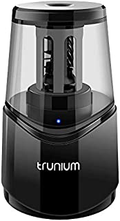 TRUNIUM Electric Pencil Sharpener Heavy Duty, Portable Pencil Sharpener for Home, Colored/Wooden Pencil for 6-8mm, USB/AC Operated in Office School