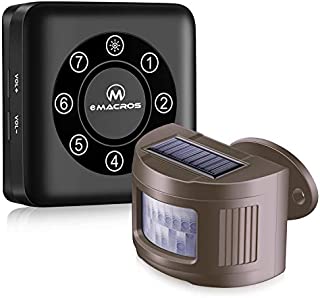 eMACROS Pairable 1/2 Mile Long Range Solar Wireless Driveway Alarm Indoor Outdoor Weatherproof Motion Sensor&Detector Security Alert System (No Sensitivity Switch)