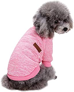 Jecikelon Pet Dog Clothes Knitwear Dog Sweater Soft Thickening Warm Pup Dogs Shirt Winter Puppy Sweater for Dogs (Pink, XS)