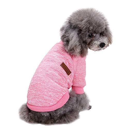 Jecikelon Pet Dog Clothes Knitwear Dog Sweater Soft Thickening Warm Pup Dogs Shirt Winter Puppy Sweater for Dogs (Pink, XS)