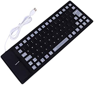 OSALADI Silicone Keyboard Silent Ultra-Thin USB Portable Waterproof 85 Key Keyboard Roll Up Travel Keyboard Laptop Accessories for Tablet Computer(Black)